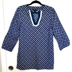 Brooks Brothers 346 Geometric Tunic Top - Size Medium